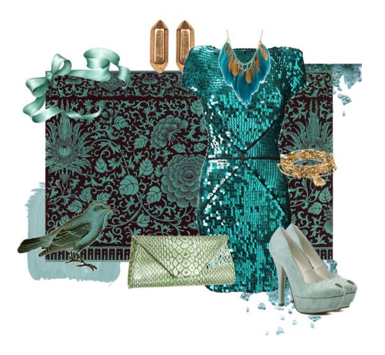 rochie verde turcoaz cu paiete
