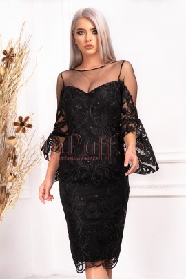 rochie midi din dantela neagra rochie midi din dantela neagra