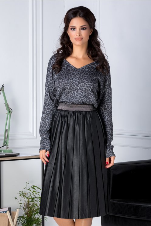 Stilul Animal Print - animal print bluza casual gri