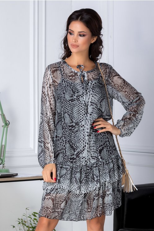 Stilul Animal Print - animal print rochie lejera cu print gri