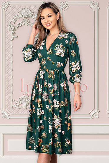 rochie-midi-verde-inflorat rochie-midi-verde-inflorat