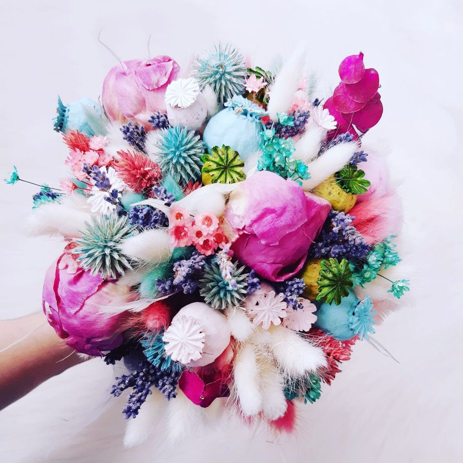 buchet de mireasa cu flori uscate