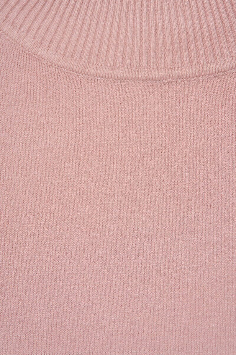 Bluza dama SunShine roz prafuit pe gat cu un croi mulat din material tricotat -